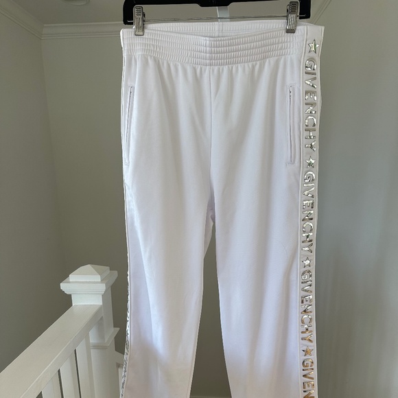 GIVENCHY Logo Stripe White Silver track pants LIKE NEW FR40/US10 (runs small) - Picture 5 of 12